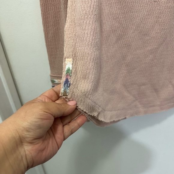 We The Free Free People Thermal Waffle Knit Embroidery Longsleeve Top Sz L - Picture 5 of 7